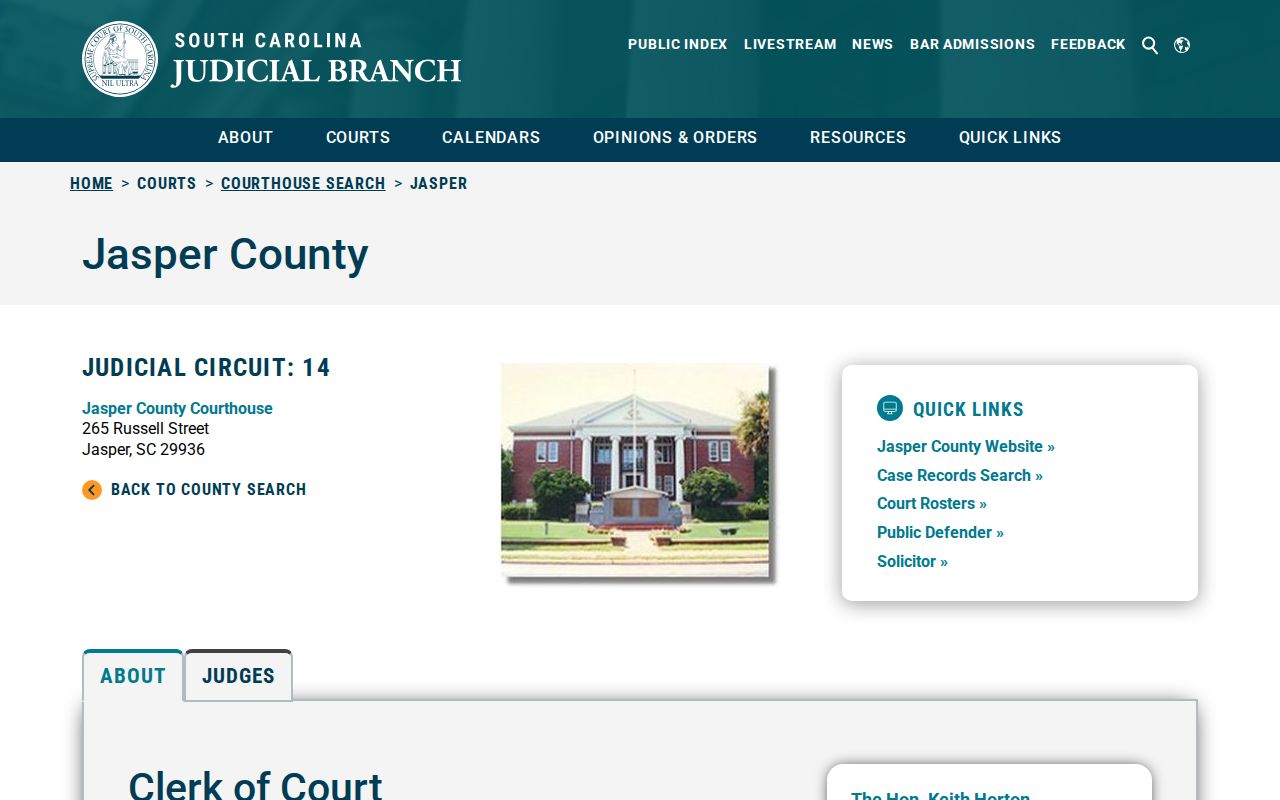 Jasper County criminal court cases Judicial Branch directory