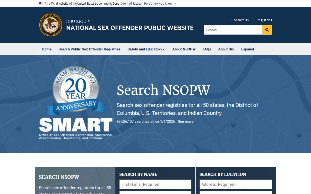 National registry search used with a Jasper County sex offender check