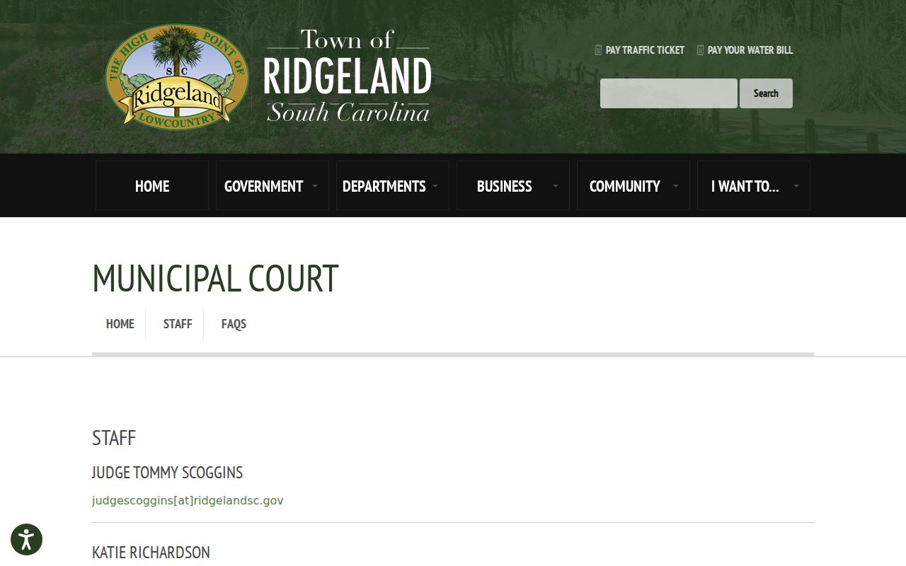 Ridgeland criminal court records judge and clerk contacts