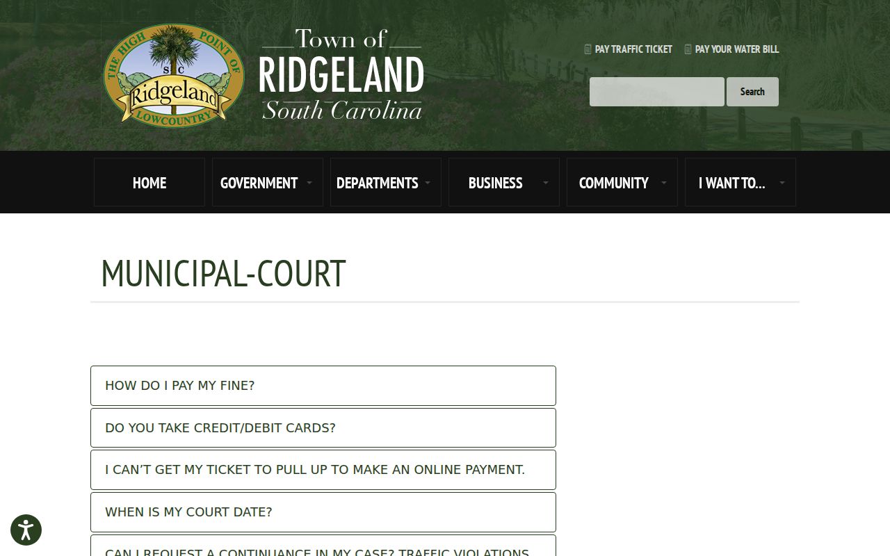 Ridgeland criminal court records at Municipal Court